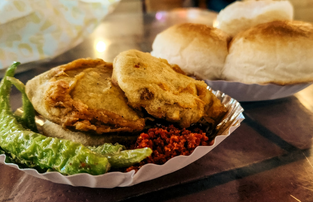 Vada pav, a popular indian street food.